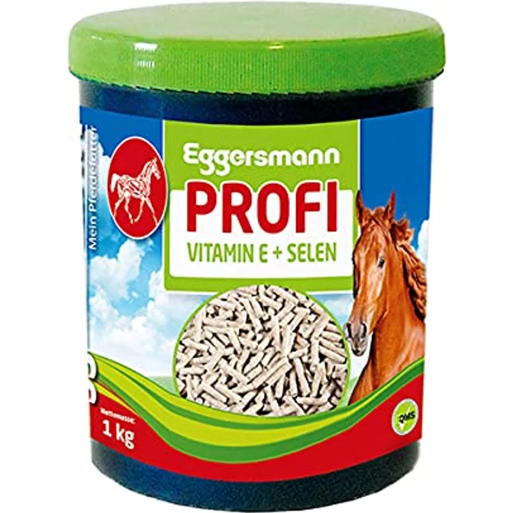 Eggersmann Profi Vitamin E und Selen, Ergänzungsfuttermittel zur Unterstützung der Muskulatur für Pferde, 1 kg Dose – Bild 1