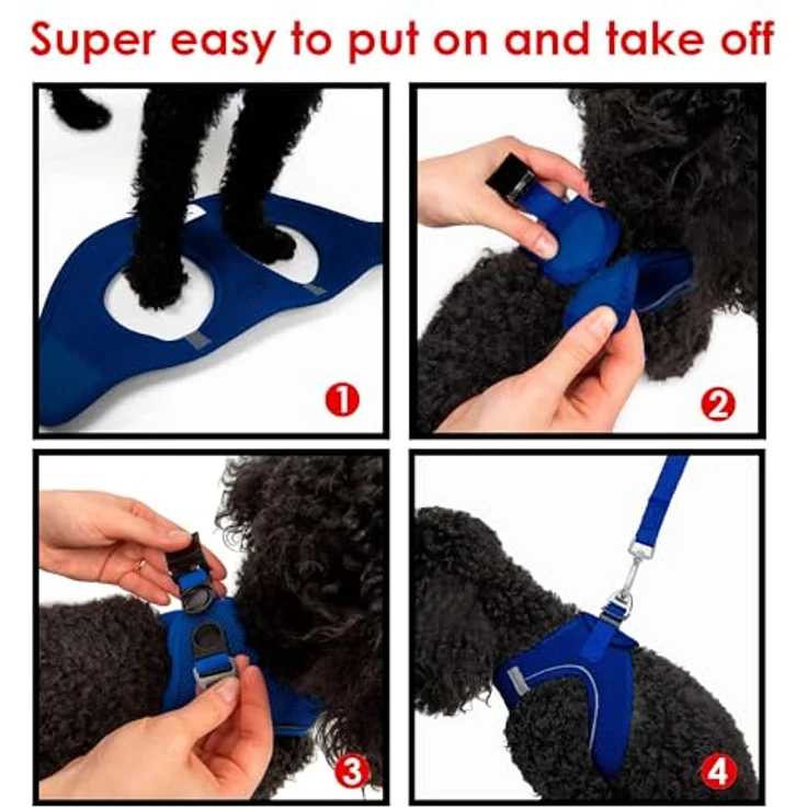 Tailpetz Air-Mesh Brustgeschirr für kleine und mittelgroße Katzen und Hunde – Weich, Atmungsaktiv, Strapazierfähig, Dunkelblau, 2XS (Brustumfang 30,5–33 cm) – Bild 3