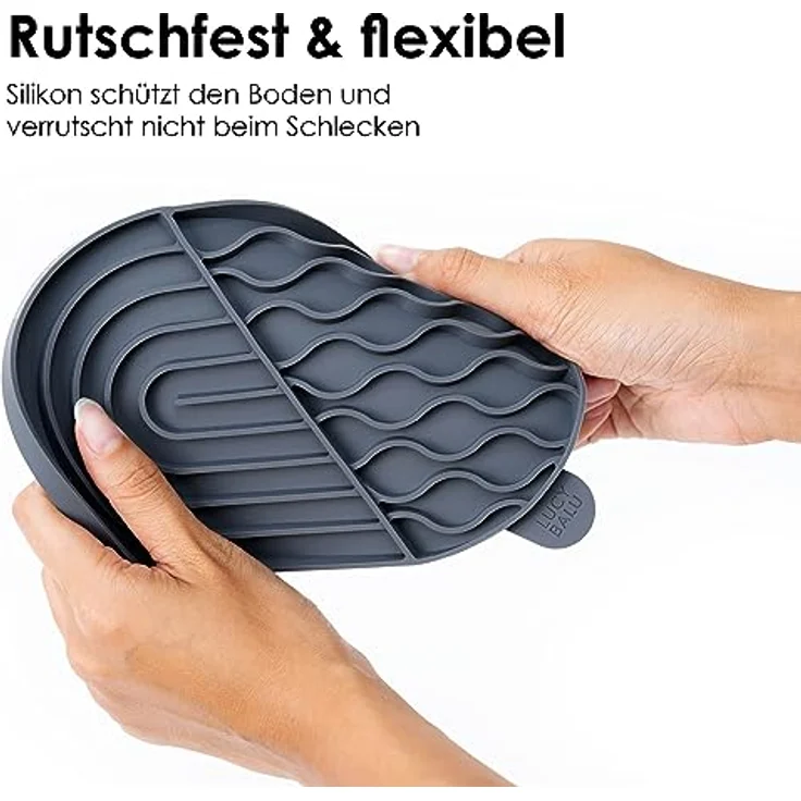 LucyBalu® ZENPAD Schleckmatte für Katzen | Rutschfeste Katzen-Leckmatte aus lebensmittelechtem Silikon | Slow Feeder für Nassfutter, Anthrazit – Bild 5