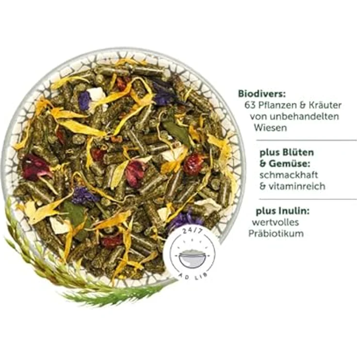 Bunny Nature DeguTraum Basic, Alleinfuttermittel für Degus, 1,2 kg, balancierte Long-Life-Rezeptur, 42 Pflanzenarten, frei von Zusatzstoffen – Bild 3