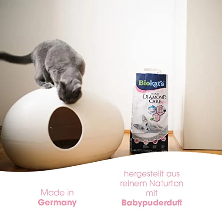 Biokat's Diamond Care Fresh Katzenstreu, Klumpstreu mit Babypuder-Duft, Bentonit mit Aktivkohle und Aloe Vera, 10 L – Bild 2