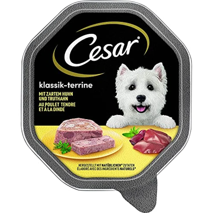 Cesar Hundefutter Nassfutter Klassiker mit zartem Huhn und Truthahn, 7er Pack (7 x 150 g Schalen, 100% ausgewogen) – Bild 3