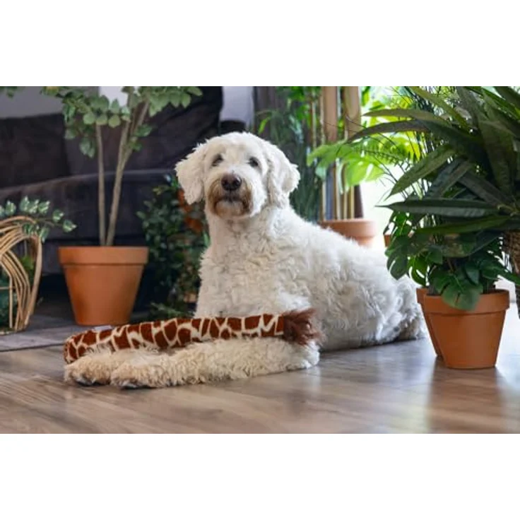 Beeztees Dschungel Giraffenschwanz, Hundespielzeug aus weichem Plüsch, 50x6 cm, ohne Quietscher – Bild 2