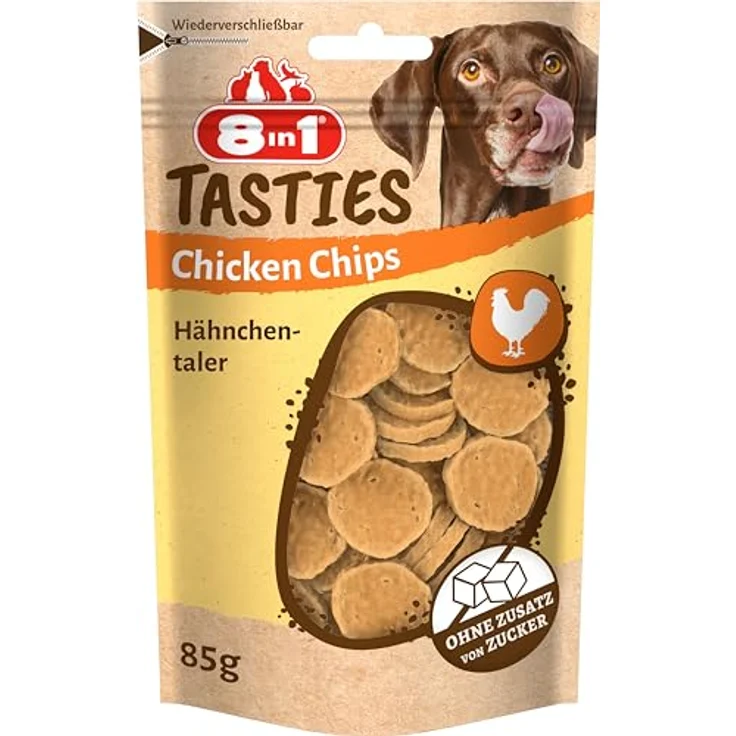 8in1 Tasties Hühnerchips, Hundesnack im Sparpaket, fettarm und glutenfrei, 6 x 85 g – Bild 1