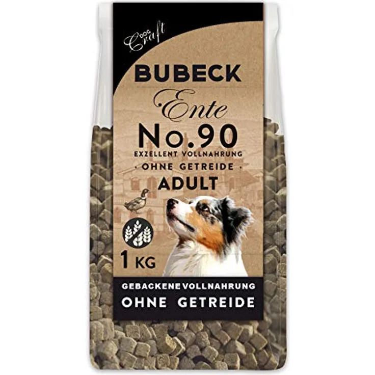 Bubeck Trockenfutter für Hunde mit Ente, getreidefrei & gebacken, hoher Fleischanteil (1 Kg)