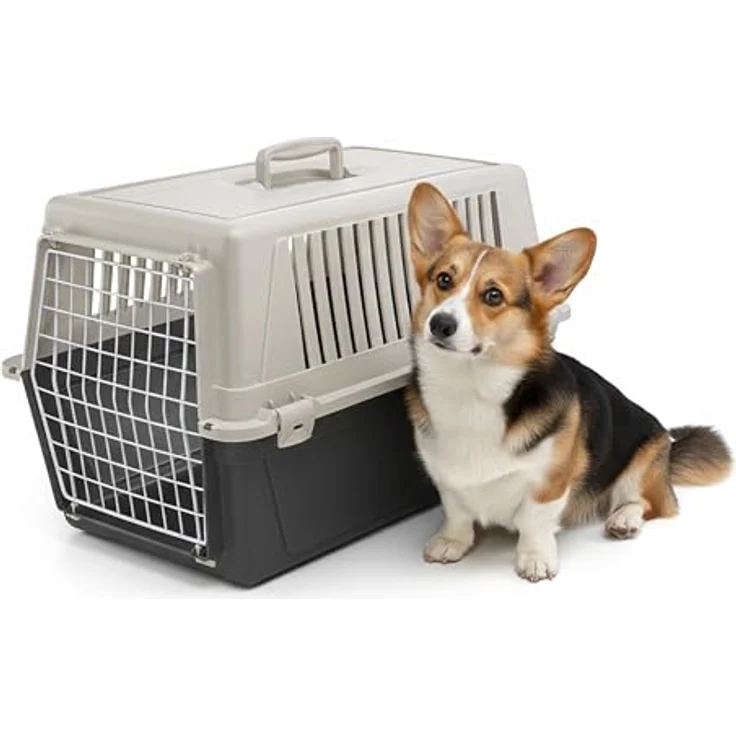 Ferplast ATLAS 30 EL, Katzentransportbox und Hundetransportbox bis 15 kg, mit plastifizierter Eisentür und Lüftungsschlitzen, 40x60xH 38 cm, blau – Bild 1