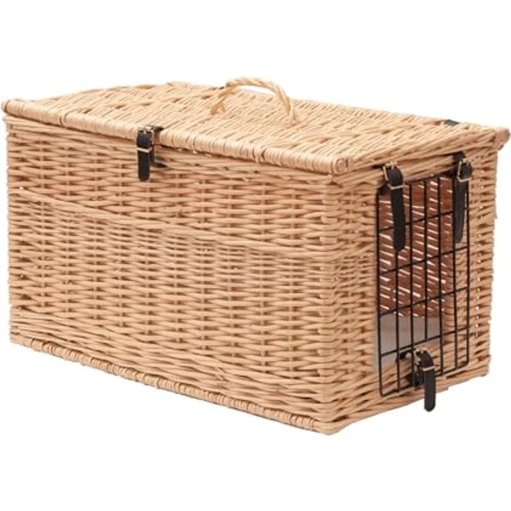 Aumüller Katzentransportkorb aus gesottener Weide, rechteckig mit abnehmbarer Gittertür, 53 x 30 x 32/39 cm, handgefertigt in Deutschland – Bild 1
