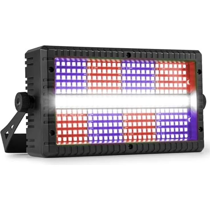 BeamZ BS336, Stroboskop Blitzer & Blinder Wash Kombi mit RGBW LEDs, 3-in-1 LED Lichteffekt, DMX Steuerung, Fernbedienung, 56 bunte LEDs, ideal für Partys & Events
