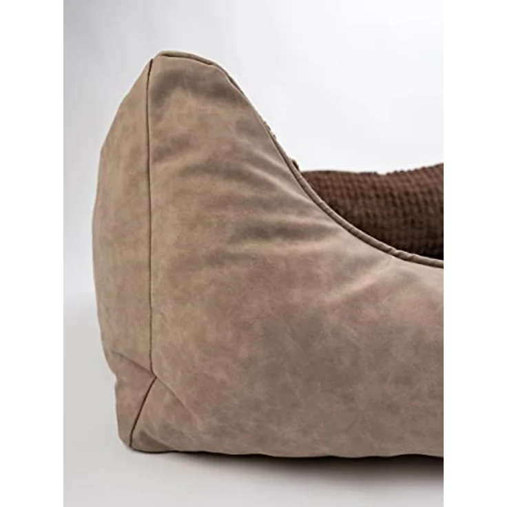 TrendPet VitaBed Style - Orthopädisches Hundebett aus Kunstleder mit 5 cm Memory Foam, flauschig, 80x70cm, Braun – Bild 3