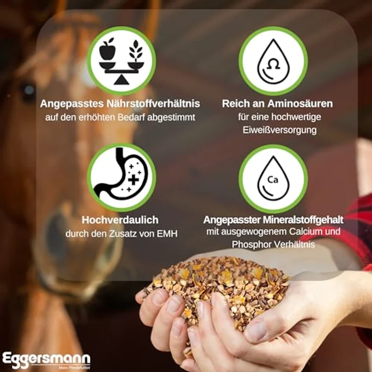 Eggersmann EMH Zucht & Aufzucht Müsli 20kg – Ergänzungsfutter für Zuchtpferde und Fohlen, optimales Eiweiß-Energieverhältnis, reich an Aminosäuren, Made in Germany – Bild 2