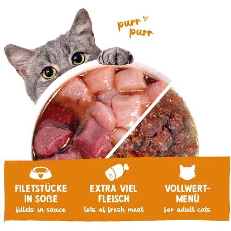 Sanabelle Nassfutter Schlemmertopf mit Gans & Huhn, getreidefreies Alleinfutter für Katzen, 6 x 380 g, 2.28 kg – Bild 3
