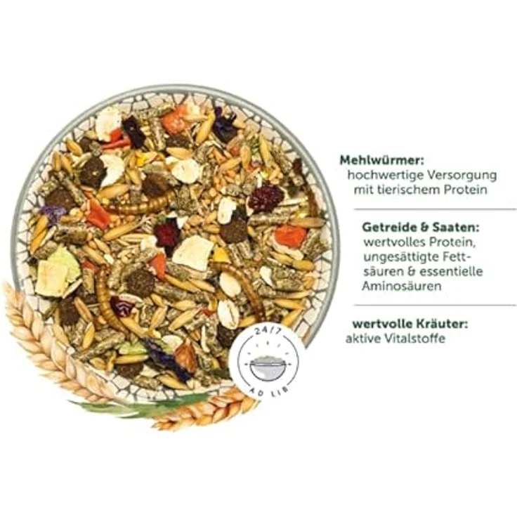 Bunny HamsterTraum Basic, 600 g Alleinfuttermittel für Zwerghamster, mit Mehlwürmern, Getreide & Saaten, balancierte Long-Life-Rezeptur, ideale Futtergröße – Bild 3