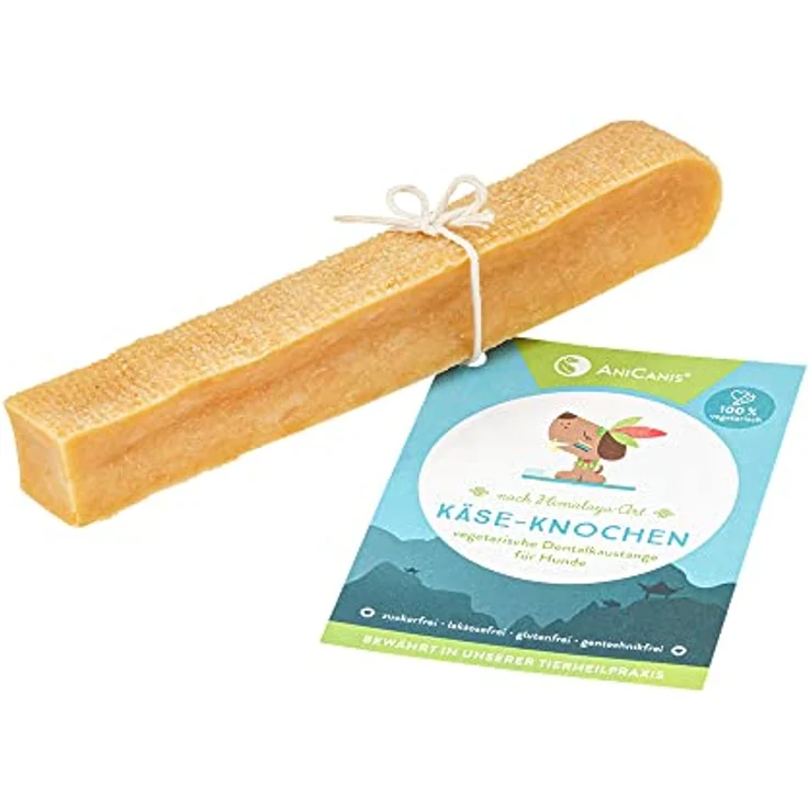 AniCanis Käseknochen für Hunde, Käse Kauknochen aus Deutscher Weidemilch, Zahnstein- und Zahnpflege-Snack, Größe M, 80-89g, lactosefrei, glutenfrei, zuckerfrei – Bild 1
