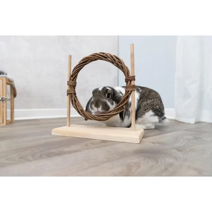 TRIXIE Agility Set für Zwergkaninchen und Ratten, höhenverstellbare Hindernisse, inkl. Trainingsanleitung, unbehandeltes Holz/Weide – Bild 3