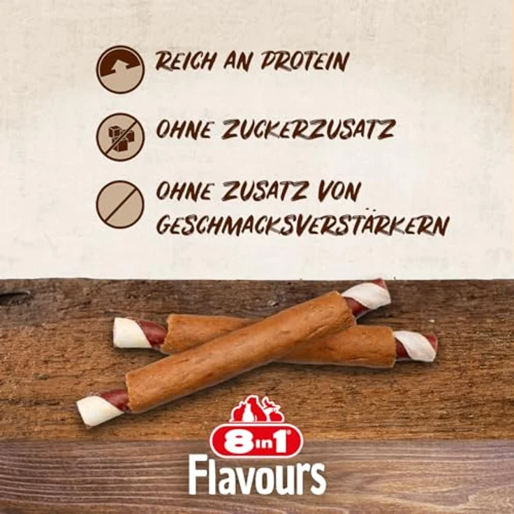 8in1 Triple Flavour Mega Ribs, Kau-Snack für größere Hunde, 140g, reich an Protein, fördert gesunde Zähne und Zahnfleisch – Bild 3