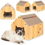 COIL Kratztonne 3in1, Katzenhöhle, Katzenkratzbaum und Katzenbett aus umweltfreundlichem MDF und Kratzpappe, Höhe: 34,5 cm