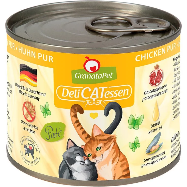 GranataPet DeliCATessen, Katzen-Nassfutter Huhn PUR, 6x200g, Getreidefrei mit hohem Fleischanteil und Granatapfelkernen – Bild 1