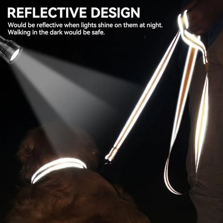 Joytale Hundeleine für kleine Hunde, 1,8 m x 2 cm, doppelseitig reflektierend, aus Nylon mit gepolstertem Griff, braun – Bild 4