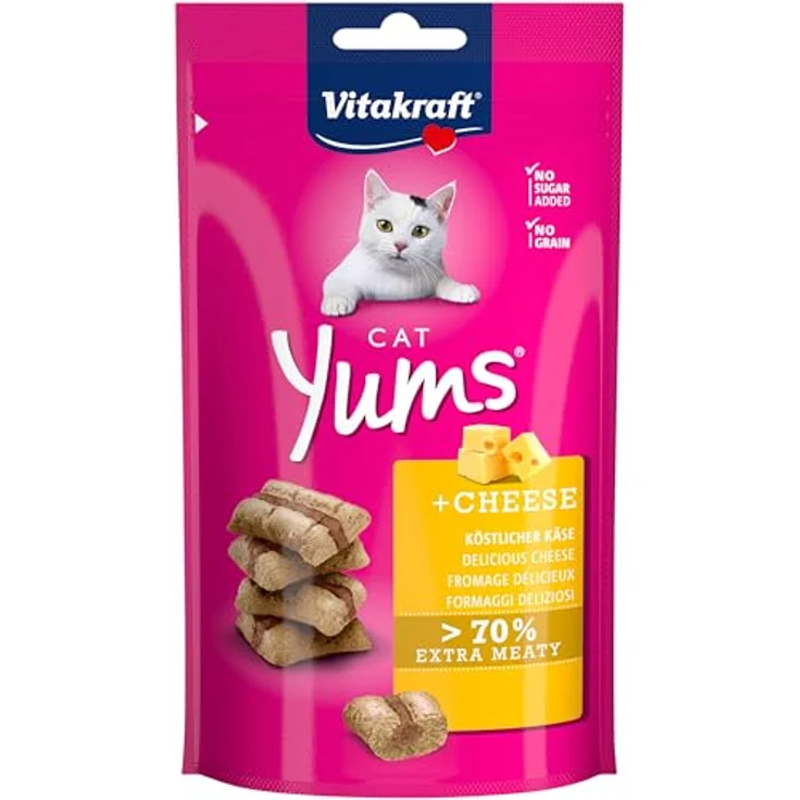 Vitakraft Cat Yums Käse, Katzensnack 3x40g, zuckerfrei und ofenbacken – Bild 1
