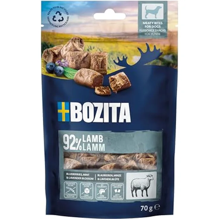 Bozita Meaty Bites Lamm, getreidefreier Hundesnack mit hohem Fleischanteil, 70 g