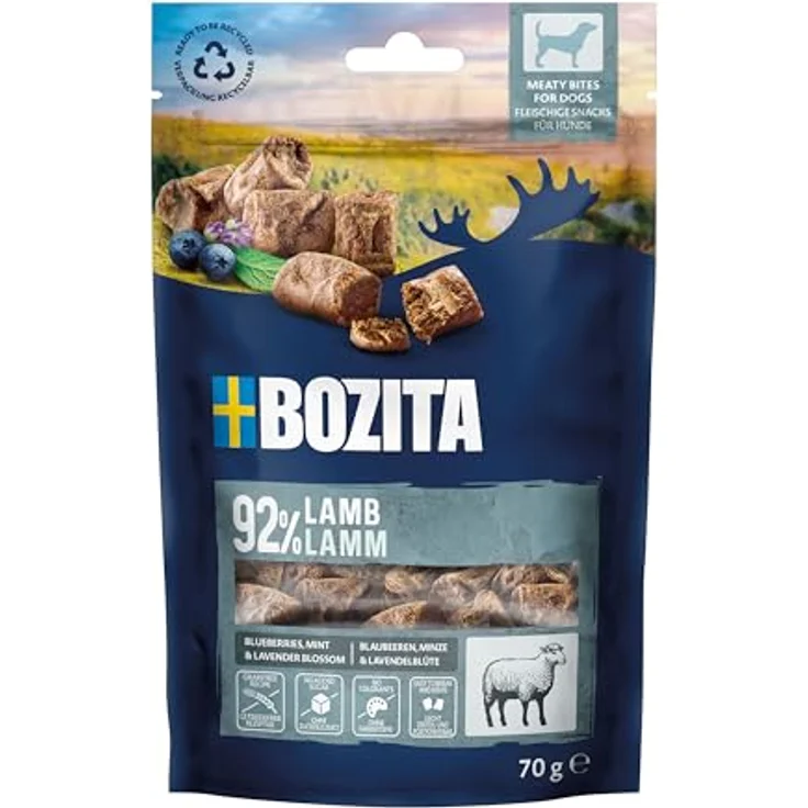 Bozita Meaty Bites Lamm, getreidefreier Hundesnack mit hohem Fleischanteil, 70 g – Bild 1