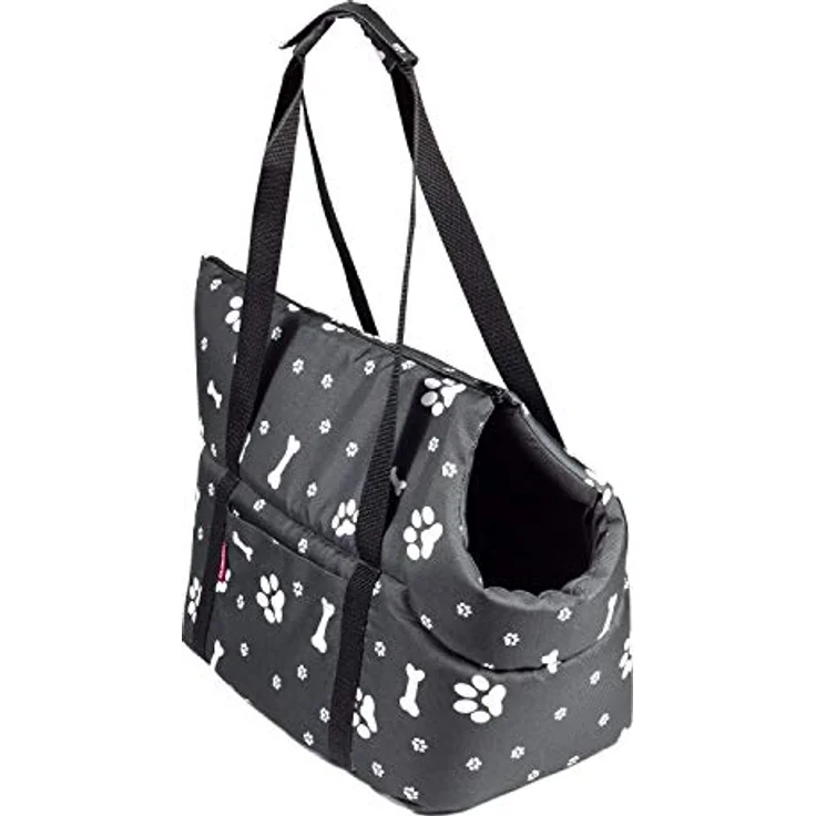 BOUTIQUE ZOO Hundetasche Schwarz, L für kleine und mittlere Hunde bis 15 kg, mit abnehmbarem Kissen und Sicherheitsgurt – Bild 1