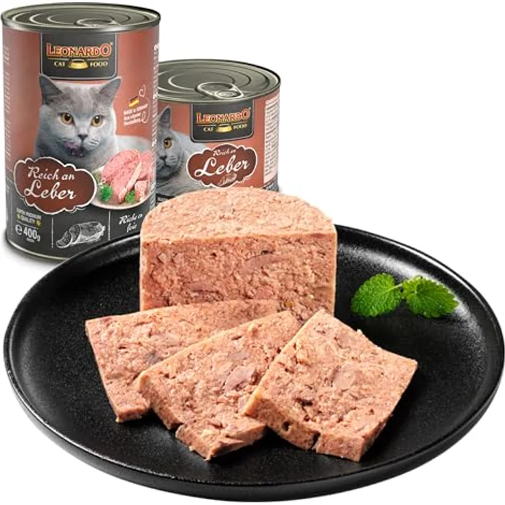 LEONARDO Nassfutter 6x400g, Getreidefreies Feuchtfutter für Katzen mit frischer Leber, Alleinfutter in der Dose – Bild 4