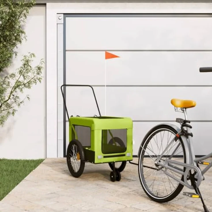 vidaXL Hunde-Transportbox Fahrradanhänger Hunde Schwarz Oxford-Gewebe Eisen 45 kg Traglast 4 große Räder – Bild 2