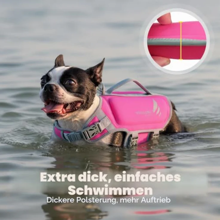 VIVAGLORY Hunde Schwimmweste High Buoyancy, verstellbare Schwimmhilfe für kleine Hunde, S, Rosa – Bild 2