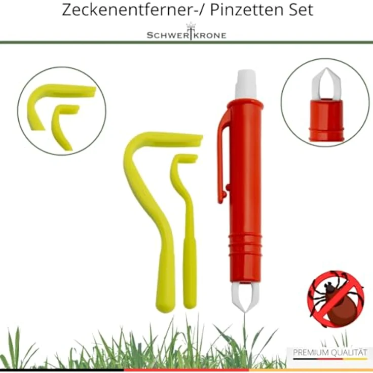 Schwertkrone® Zeckenzange 3er Set, Kunststoff - Zeckenentferner für Hunde, Katzen & Menschen, mit 2 Haken in verschiedenen Größen, praktische Druckknopf-Zeckenzange, handlich für unterwegs – Bild 2