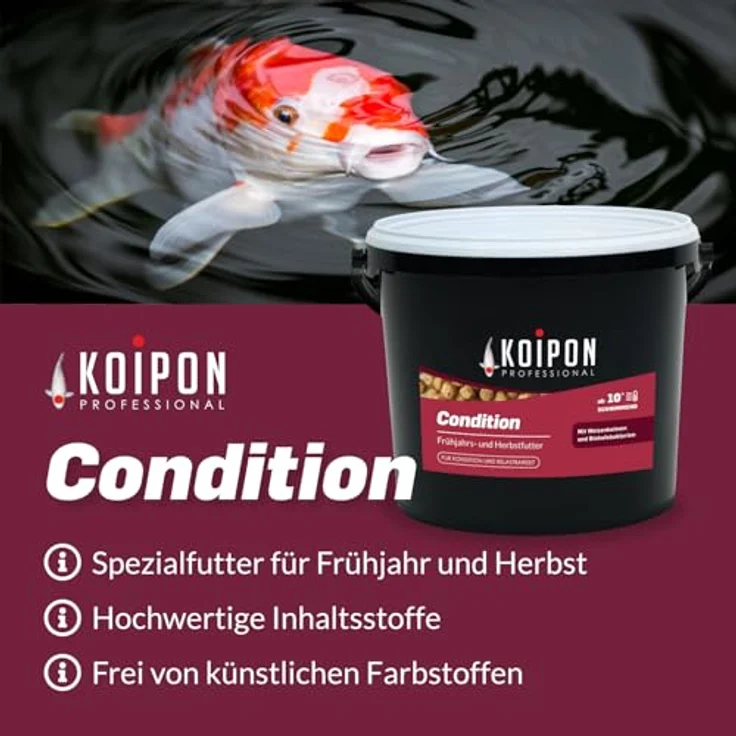 KOIPON Condition Koifutter 15 kg, 3 mm Schwimmfutter für Frühjahr & Herbst, Premium Qualität aus Deutschland – Bild 2