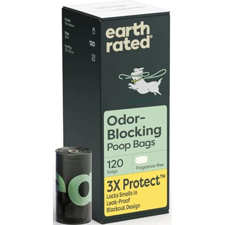 Earth Rated 3X Protect Hundekotbeutel-Rollen, Geruchsblockierend und Auslaufsicher, Extra Dick, 120 Stück – Bild 1