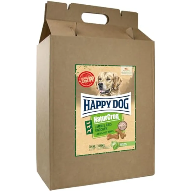 Happy Dog NaturCroq Knochen, knuspriger Hundesnack mit Lamm und Reis, 5 kg, leicht verdaulich, zur Gebisspflege