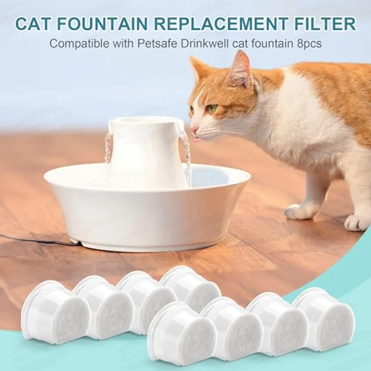 Homrich Ersatzfilter für PetSafe Drinkwell, 8 Pack Aktivkohlefilter mit dreifacher Filtration für Avalon, Pagoda, 2 Gallon, Sedona und Seascape Katzenbrunnen – Bild 5