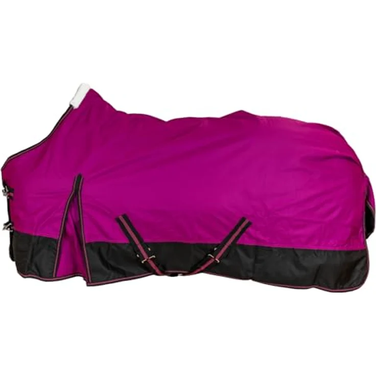 RL24 Winterdecke Weidedecke 600D Basicline, atmungsaktive, wind- und wasserdichte Outdoordecke mit Innenfutter und Kreuzbegurtung, Pferdedecke in Beere/Schwarz, 95 cm (100 g/m² Füllung) – Bild 2