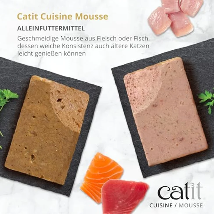 Catit Cuisine Premium Nassfutter für Katzen, Mousse mit Meeresfisch (Thunfisch & Lachs), 90g, getreidefrei, hoher Fleischanteil – Bild 2