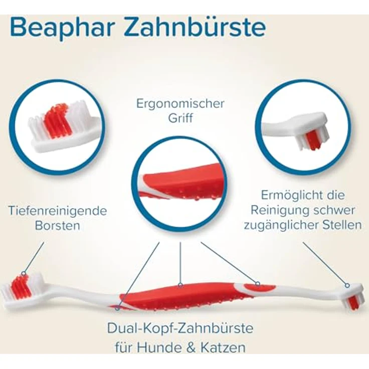 Beaphar Zahnbürste für Hunde, ergonomisch mit speziellem Borstenschnitt und zwei Bürstenköpfen für optimale Zahnpflege, 1 Stk. – Bild 4