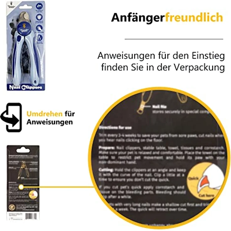 Thunderpaws Professionelle Krallenschere für Hunde, Edelstahlklingen, Sicherheitsschloss und Nagelfeile, Mittel bis Groß, Blau – Bild 4