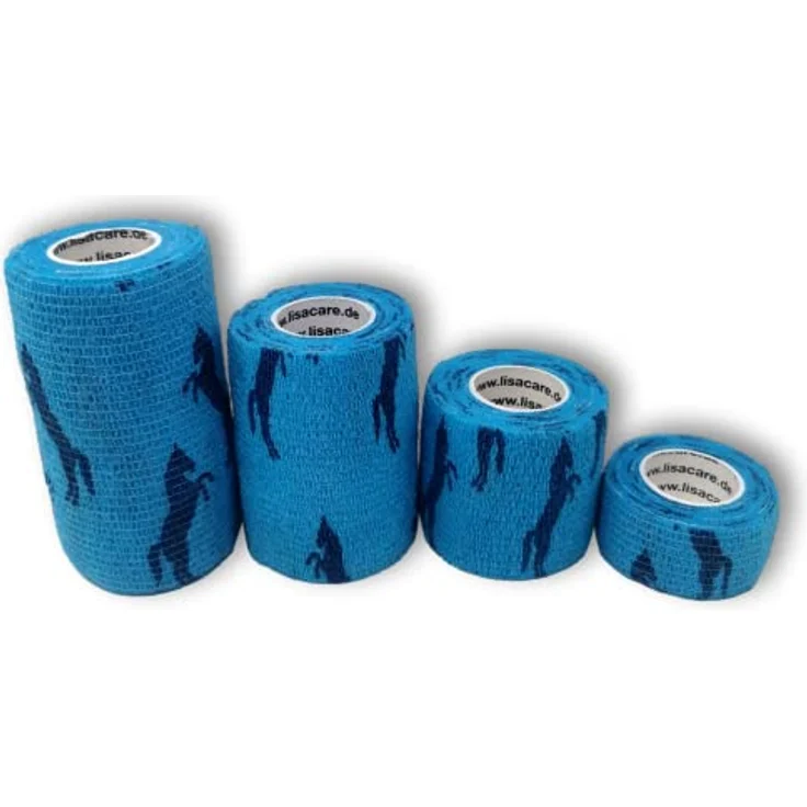 LisaCare Kohäsive Pflaster - Tier Verband - Selbstklebende Bandagen für Pferde, 4er Set, Wasser- und Schmutzabweisend, 2,5-10 cm Breit, Blau – Bild 2