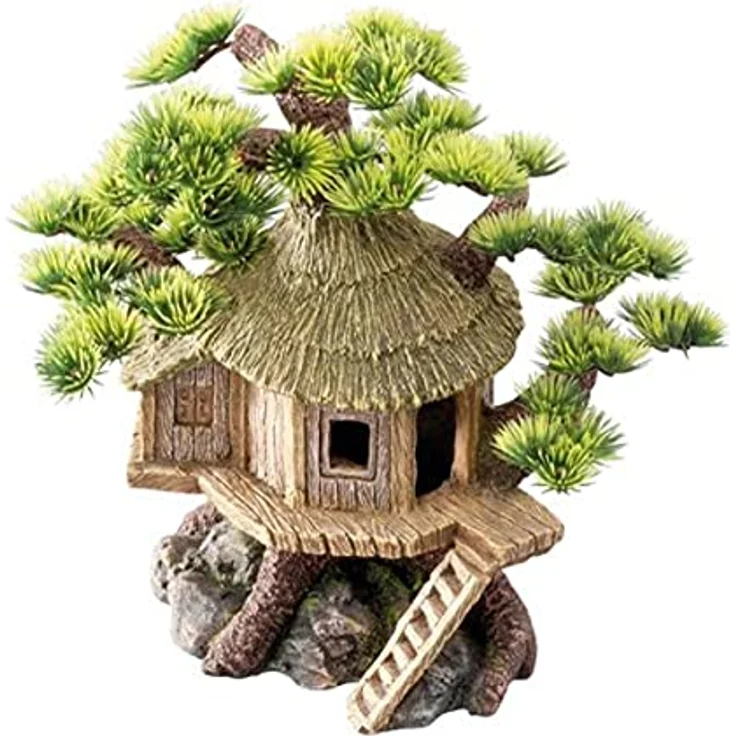 Europet Aquariumdekoration Bonsai Hütte, 20x15.5x20cm, detailgetreue Nachbildung aus ungiftigem Polyrin für Süß- und Meerwasser-Aquarien – Bild 2