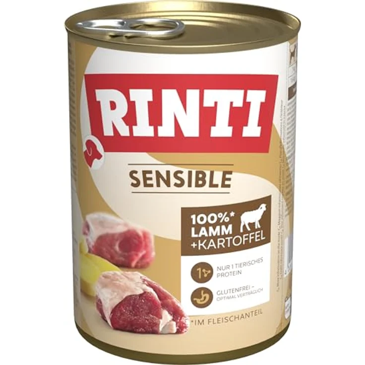 Rinti Sensible Lamm + Kartoffel, Hunde-Nassfutter für empfindliche Hunde, 12x400g, ohne Soja – Bild 1