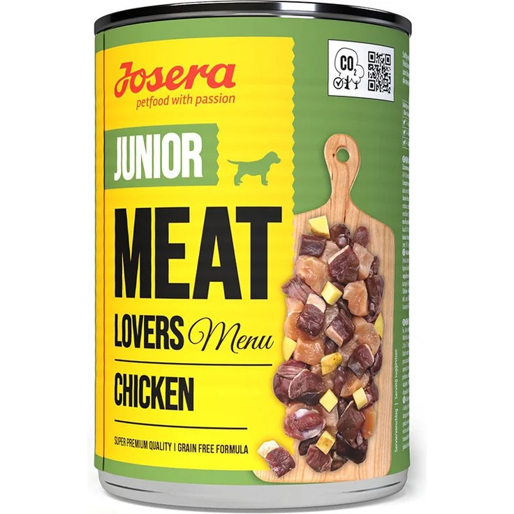 Josera Meat Lovers Junior Menu, Hunde-Nassfutter mit Huhn, 6x400g