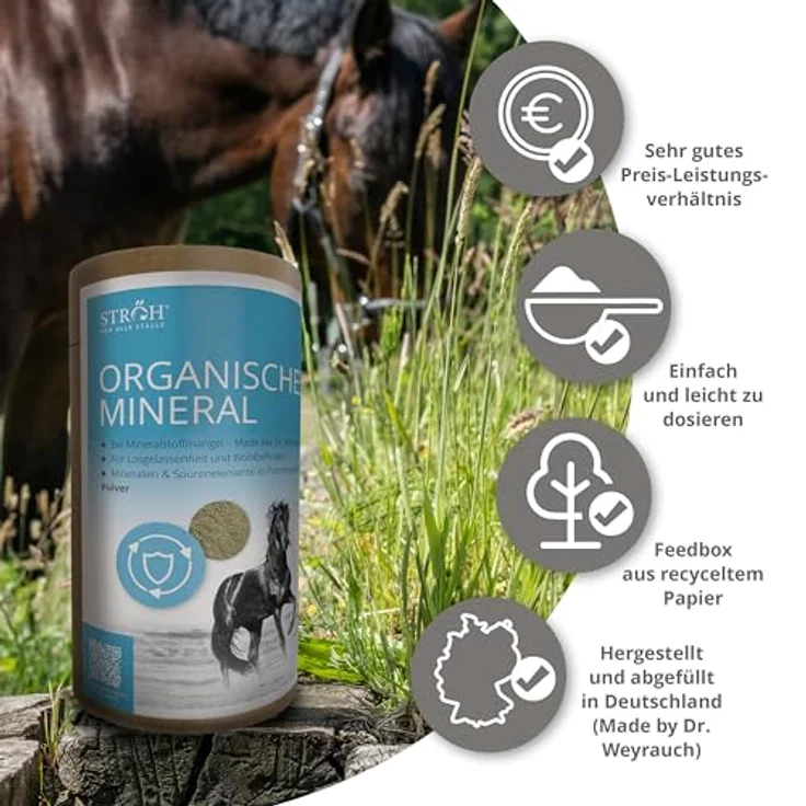 STRÖH Organisches Mineral für Pferde (1,2 kg) • Mineralfutter mit Calcium, Eisen, Kupfer, Kobalt, Mangan & Magnesium – Bild 5