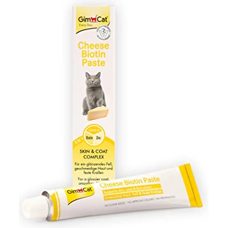 GimCat Cheese Biotin Paste, Katzenfutter zur Unterstützung von Haut- und Fellgesundheit, 100 g – Bild 1