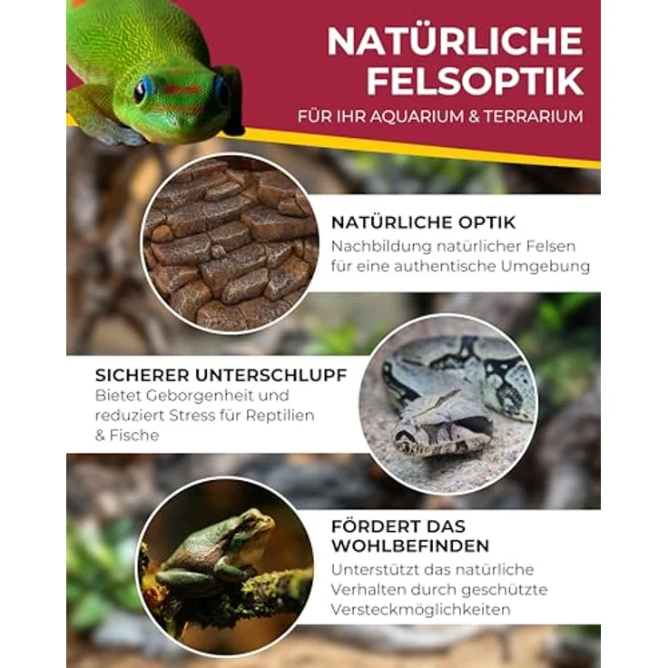 HOBBY Terraristik Desert Cave 3, naturnahe Versteckmöglichkeit für Terrarien und Aquarien, 23 x 22 x 15,5 cm, dekorative Rückzugsorte für Reptilien, Amphibien und Fische – Bild 3