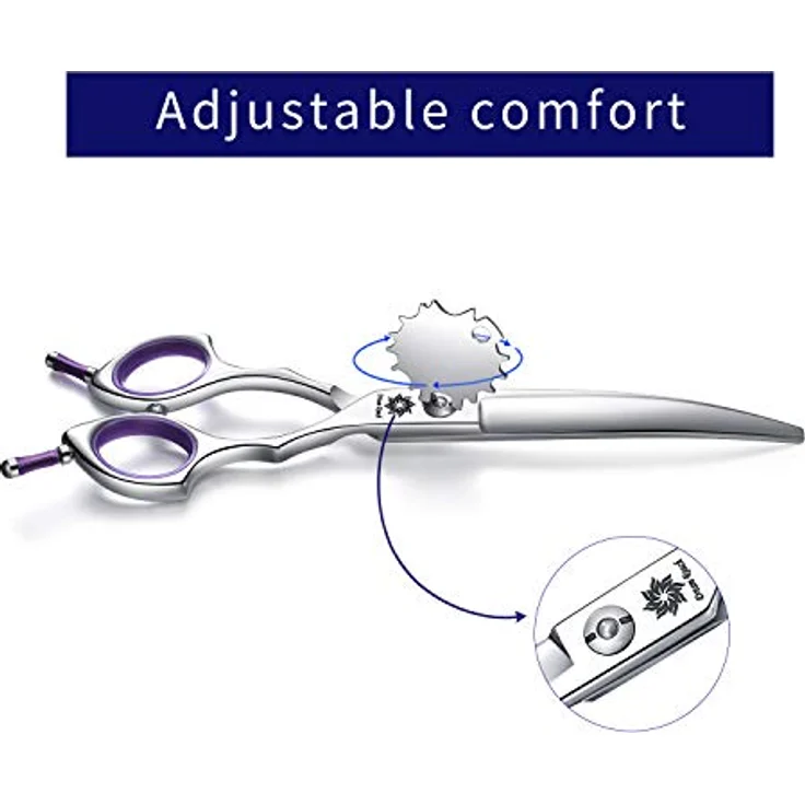 Dream Reach Fellschere 6,5 Inch Gebogene Hundeschere aus Japanischem Edelstahl 440C in Violett, Ideal für Hunde- und Katzenfellpflege – Bild 3
