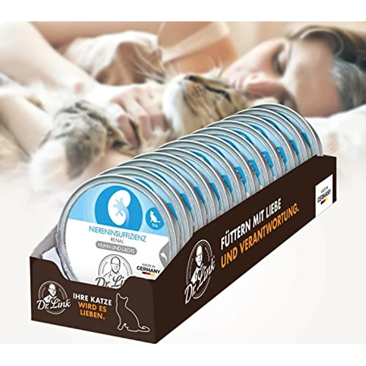 Dr. Link VET PETCARE Spezial-Diät Katzenfutter für Nieren, Huhn & Lachs, 12x85g Schalen, mit Omega-3 Fettsäuren, hohe Verträglichkeit, Premium-Qualität – Bild 3