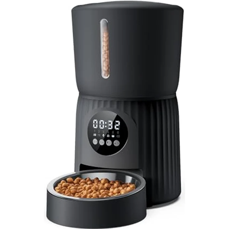 Faroro Futterautomat Katze 4L, Automatischer Futterspender mit 10-Sekunden-Sprachnachricht, Transparentes Design für Katzen und kleine Hunde – Bild 1