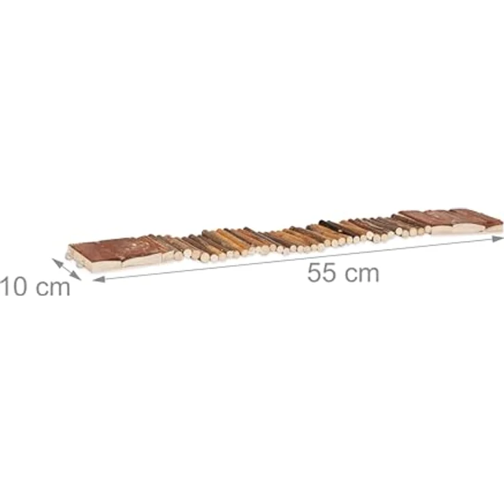 Relaxdays Hängebrücke Nager 3er Set, biegsame Holzbrücke für Vögel und Kleintiere, HxBxT: 1,5x55x10 cm, naturbelassen – Bild 3