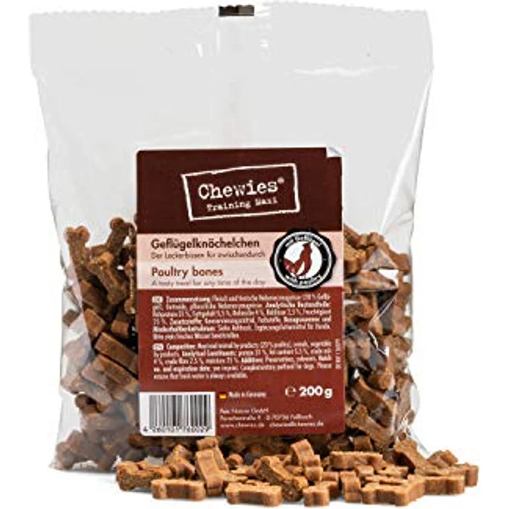 Chewies Goodies 200 g, Sparpaket Geflügel, 4 x 200 g mit hohem Fleischanteil, halb-feuchte Hundesnacks für Training und Belohnung – Bild 2